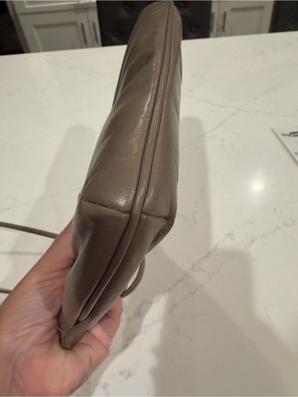 Vintage Morris Moskowitz taupe leather crossbody/clutch